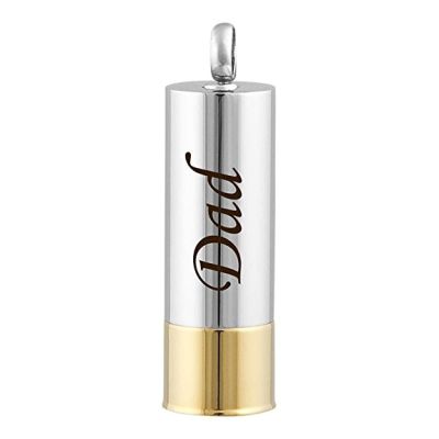 SHEIL Stainless Steel Bullet Shell Memorial Urn Jewelry to Hold Cremated Ashes - Carved Deer/Dad Keepsake Necklace for Men,1