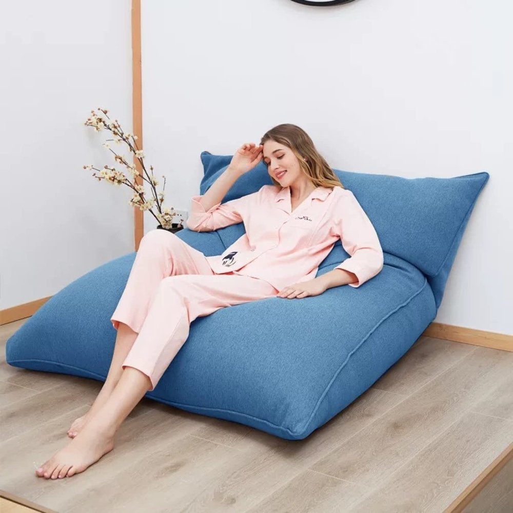QIROGKC Lazy Bean Bag Sofa Home Folding Removable and Washable Fabric Sofa Chair Sofa Multi-Purpose Bed Sofa Bed Tatami,Royal Blue,110 * 140CM (Sofa Coat)