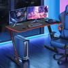 47 inch Gaming Z-Shaped Computer Desk PC Computer Table Home Office Desk Ergonomic Gamer Workstation with Headphone Hook, Red view 2