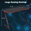 47 inch Gaming Z-Shaped Computer Desk PC Computer Table Home Office Desk Ergonomic Gamer Workstation with Headphone Hook, Red view 3