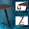 47 inch Gaming Z-Shaped Computer Desk PC Computer Table Home Office Desk Ergonomic Gamer Workstation with Headphone Hook, Red view 4