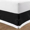 International Sheets 15 Inch Deep Pocket 1 Piece Two Tone Split Corner Tie Bed Skirt, 100% Egyptian Cotton 1000 Thread Cotton - Olympic Queen Size Solid White/Black view 4