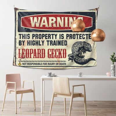 Man Cave Accessories and Decor Warning This Property is Protected by A Highly Trained Leopard Gecko Tapestry Shop Gifts for Men Urban Outfitters Tapestry ( Size : 75X100CM )