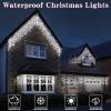 Icicle Christmas Lights Outdoor Decorations 640 LED 65.6 FT 8 Modes LED Icicle String Light with 120 Drops, Fairy String Curtain Lights for Christmas Holiday Decor Wedding Party (Cold White) view 3