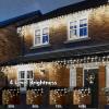 Icicle Christmas Lights Outdoor Decorations 640 LED 65.6 FT 8 Modes LED Icicle String Light with 120 Drops, Fairy String Curtain Lights for Christmas Holiday Decor Wedding Party (Cold White) view 4