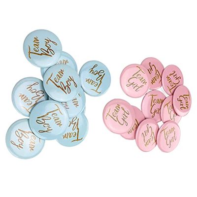 60Pcs Gender Reveal Pins, Baby Shower Buttons Team Boy and Team Girl Button Blue Button Pin for Baby Supplies