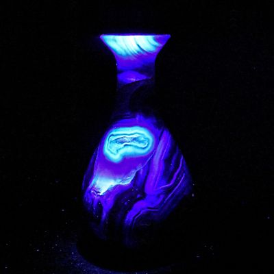 4.3" 390g Dark Orange Golden Fluorite Vase Polished Natural Banded Collectible Gemstone Crystal Mineral Wedding Vase Bottle UV Reactive Specimen - China