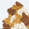 2D Wooden Map of Croatia - Multilayered, Multicolour Stained Wood, Engraved Names - Wall Decoration for your office, living room, hallway (90x88 cm (35.4 x 34.6 inch)) view 3