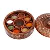 crafting with love a beautiful Wooden Handcrafted Round Spice Box / Masala Dabba with Spoon for Kitchen, Spice Container view 2
