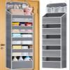 Wakaye Over Door Hanging Organizer - 5 Tier with 5 Spacious Pockets, 44 lb Load Behind Door Storage, Back of Door Hanging Holder Bag for Bedroom,Nursery,Bathroom,Dorm,Pantry, Closet - 1 Pack,Grey view 1