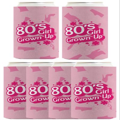 40th Birthday Decorations For Women 80's Girl Grown Up 6-Pack Ultra Slim Can Drink Sleeves