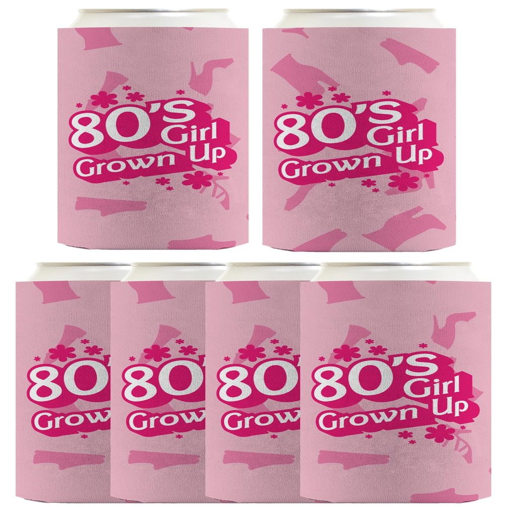 40th Birthday Decorations For Women 80's Girl Grown Up 6-Pack Ultra Slim Can Drink Sleeves