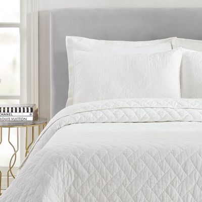 Trina Turk Dream Weaver 100% Cotton Quilted Coverlet Set - Lightweight Breathable All Season Bedding Set, Twin, White