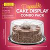10-11" Plastic Disposable Cake Containers Carriers with Dome Lids and Cake Boards | 5 Round Cake Carriers for Transport | Clear Bundt Cake Boxes Cover | 2-3 Layer Cake Holder Display Containers view 3