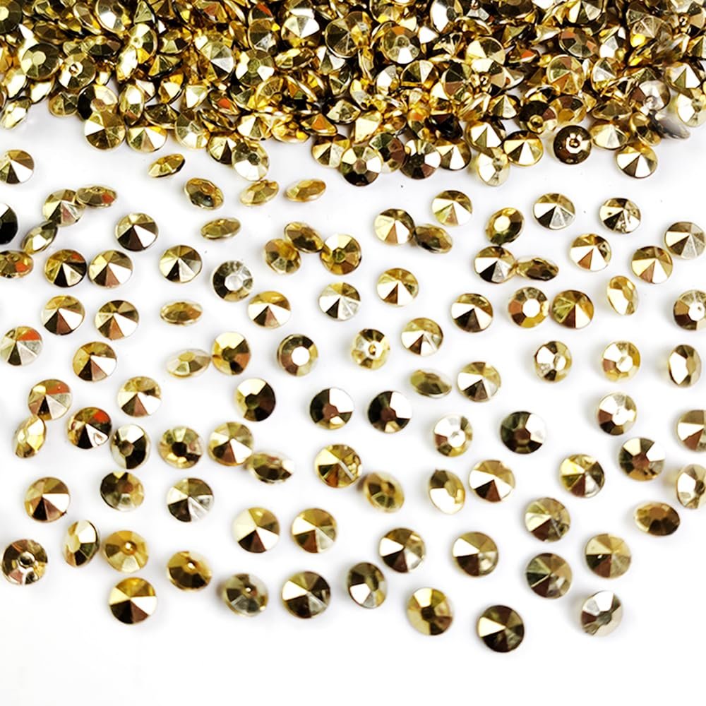 Happyfiller 2500 Pcs 7mm Light Gold Acrylic Diamonds Gems Table Scatters for Wedding Centerpieces,Party Confetti,Vase Filler Floral Arrangement