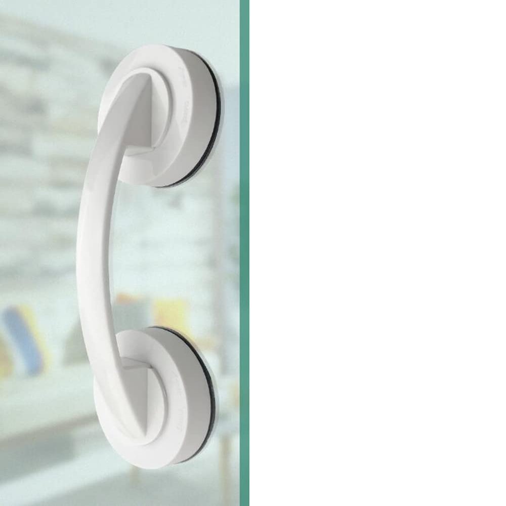 KAFENDA Glass Door and Window Handle With Suction Cups - Non-Marking, Non-Perforated Absorption for Bathroom Sliding Doors, Cupboards, Wardrobes (White)