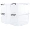Citylife 32 QT Plastic Storage Bins with Latching Lids Stackable Storage Containers for Organizing Large Clear Storage Box for Garage, Closet, Kitchen, 4 Packs view 1
