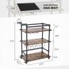 AA Products Inc. Industrial Bar Cart for Home, 3-Tier Bar Serving Cart with Wheels, Lockable Casters, Beverage Cart with Wine Rack and Glass Holder view 2