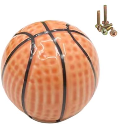 Wannianmu 4Pack Basketball Shape Drawer Knobs, Decorative Basketball Cabinet Knobs Door Handles Ceramic Knobs, with Mounting Screws