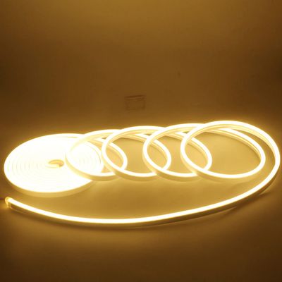 DUOFU365 Warm White Neon LED Strip Light, DC 12V 600 SMD2835 LED Neon Rope Lights,Upgraded 16.4ft/5m Led Light Strips Flexible Waterproof for Indoor/Outdoors Home Decoration/DIY(No Power Adapter)