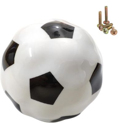 Wannianmu 4Pack Soccer Shape Drawer Knobs, Decorative Basketball Cabinet Knobs Door Handles Ceramic Knobs, with Mounting Screws