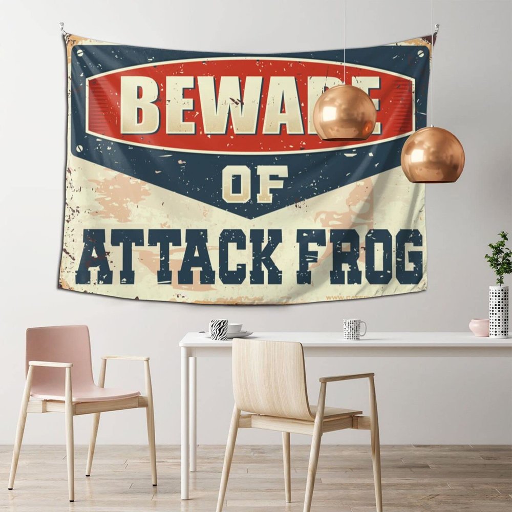 Home Decor for Man Cave Beware of Attack Frog Tapestry Wall Tapestry College Wall Tapestry College ( Size : 100X150CM )