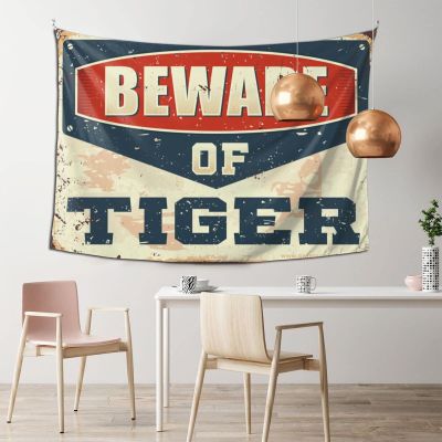 Garage Decor for Men Football Beware of Tiger Tapestry Wall Tapestry College Army Veteran Gifts for Men ( Size : 75X100CM )