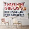 Basement Man Cave Decor A Man's Home is His Castle But His Garage is His Sanctuary Tapestry Men Cave Decor Funny Gifts for Men (Size : 100X150CM) view 1