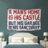 Basement Man Cave Decor A Man's Home is His Castle But His Garage is His Sanctuary Tapestry Men Cave Decor Funny Gifts for Men (Size : 100X150CM) view 3