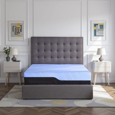 Bridgevine Home Refresh 6-Layer Hybrid Memory Foam and Coil Mattress, 12 Inches, Mattress-in-a-Box, Twin XL Size, Blue Ice Cover