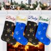 DegGod 6 Pack Custom Christmas Stockings with Names, 22 inches Personalized Embroidery Faux Fur Black Blue Xmas Stockings with Gold Silver Snowflakes Hanging Ornaments for Xmas Tree Party Decoration view 1