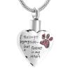 SHEIL Hold Blue/Pink Crystal Paw Print Memorial Pendant -No Long by My Side,Forever in My Heart Cremation Urn Necklace for Pet,1 view 1