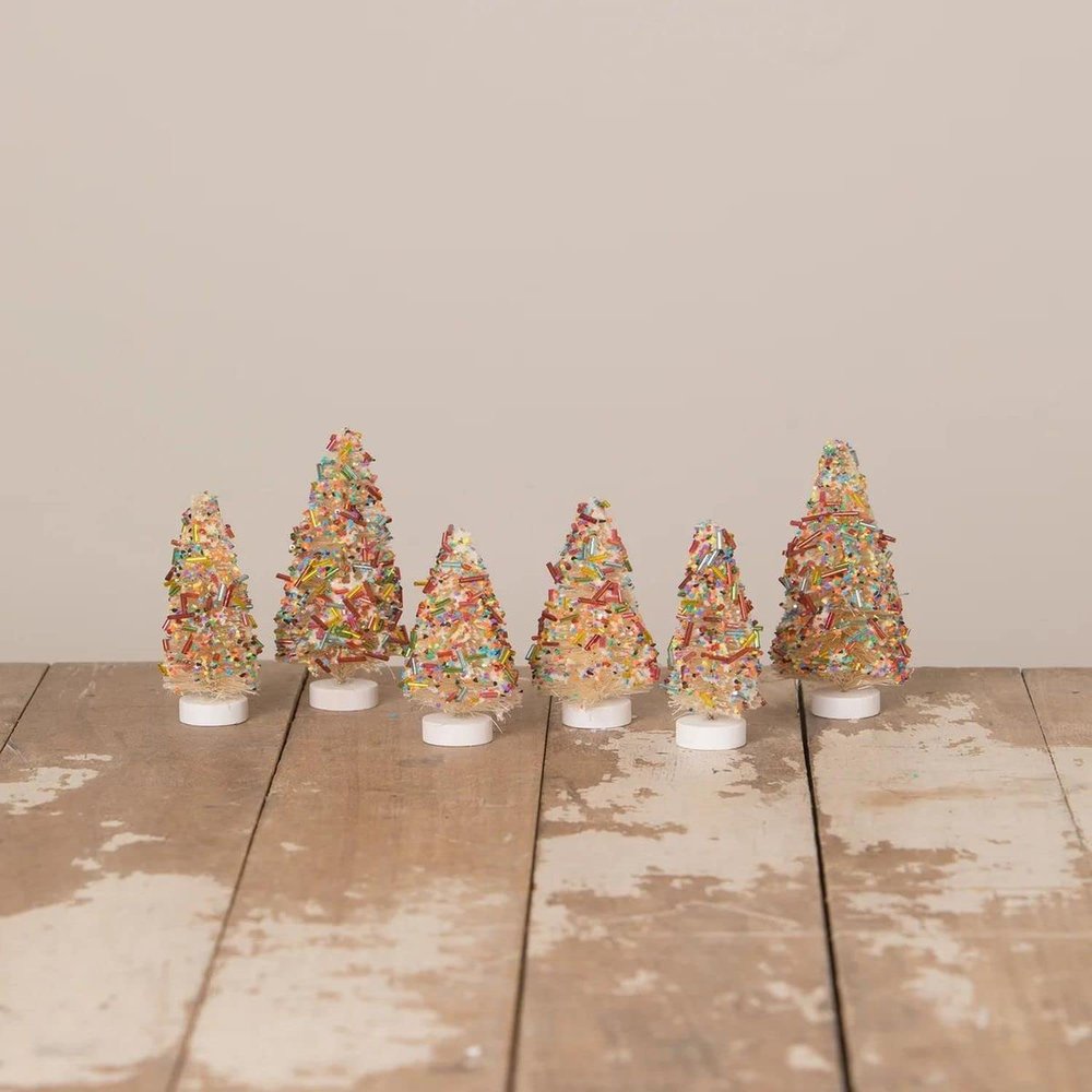 Bethany Lowe Sprinkles Bottle Brush Trees, Set of 6
