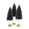 Bethany Lowe Sapphire Gold Glow Bottle Brush Trees, Set of 3 view 1