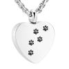 SHEIL Pet Paw Print Series Heart Cremation Urn Charm Pendant Long Necklace for Funeral Keepsake Jewelry,2 view 1