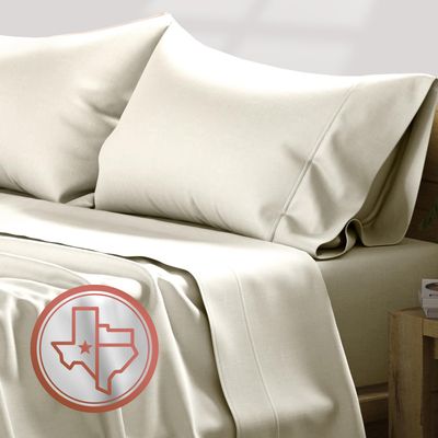 TEXAS LINEN CO. 100% Egyptian Cotton Sheets - 600 Thread Count 4 PC King Size Sheet Set, Soft, Cooling, High Thread Count Sateen Weave, Extra Long Staple Luxury Bedding, 16" Deep Pocket - Ivory