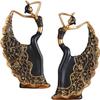 1 Pair Peacock Dancer Figurine Decorative Peacock Dancer Ornament Girl Statue Collectible Sculpture for Home Table Decoration - Black view 2