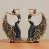1 Pair Peacock Dancer Figurine Decorative Peacock Dancer Ornament Girl Statue Collectible Sculpture for Home Table Decoration - Black view 3