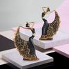 1 Pair Peacock Dancer Figurine Decorative Peacock Dancer Ornament Girl Statue Collectible Sculpture for Home Table Decoration - Black view 4