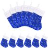 CCINEE Christmas Mini Stockings, 12pcs 9 Inches Glitter Silver Snowflake Blue Print with Plush Cuff Classic Stocking Decorations for Xmas Festive Gifts Home Fireplace Decor view 1