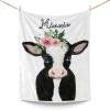Anneunique Cute Cow Flower Personalized Name Blanket for Mom Dad Grandma Grandpa, Custom Throw Blanket with Name Gift for Mother Day,Father's Day,Birthday,Christmas,Wedding Gift 50"x60" view 1