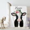Anneunique Cute Cow Flower Personalized Name Blanket for Mom Dad Grandma Grandpa, Custom Throw Blanket with Name Gift for Mother Day,Father's Day,Birthday,Christmas,Wedding Gift 50"x60" view 3