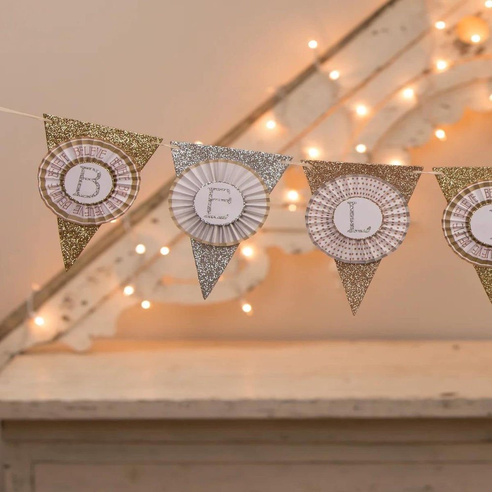 Bethany Lowe Believe Metallic Glittered Garland