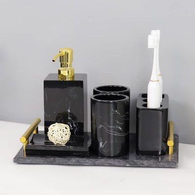 YQBUER Simple Ink Electric Toothbrush Holder Bathroom Bathroom mouthwash Brushing Cup Light Luxury Bathroom six-Piece wash Set (Color : C)