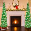 5FT Pop Up Christmas Tree with 90 LED Lights, Collapsible Christimas Tree Sled Sequins Tinsel Slim Pencil Christmas Xmas Tree for Home Holiday Fireplace Party Indoor Outdoor Decorations, Green view 4