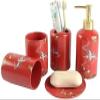 YQBUER Home Bathroom Accessories Set Bathroom Accessories Set Red Oriental Elements Ceramics Ideal for Gift Decor Bathroom Set Suitable for Hotel bathrooms view 1