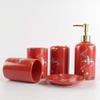 YQBUER Home Bathroom Accessories Set Bathroom Accessories Set Red Oriental Elements Ceramics Ideal for Gift Decor Bathroom Set Suitable for Hotel bathrooms view 2