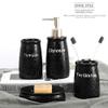 YQBUER Home Bathroom Accessories Set 4-Piece Ceramic Bath Accessory Set Includes Soap Dispenser Toothbrush Holder Tumbler Soap Dish Moroccan Trellis Suitable for Hotel bathrooms view 2
