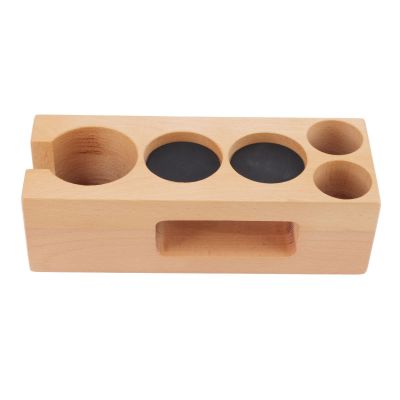 Coffee Tamper Holder, Wooden Non Slip Coffee Tamping Espresso Station for Cafe Home(L)