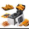 BHFRYU Deep Fat Fryer with Viewing Window Stainless Steel Deep Fryer Removable Oil Basket Adjustable Thermostat Control for Cooking French Fries, Onion Rings, Egg Rolls, Fried Chicken view 3